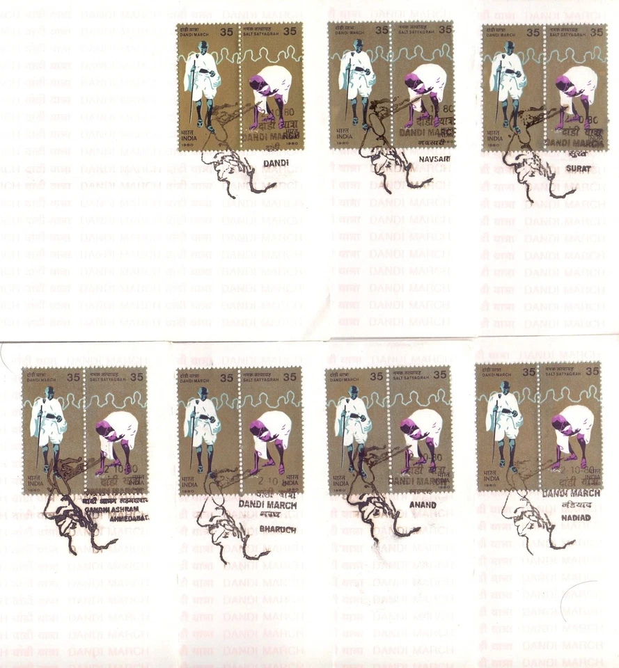 1980 India Mahatma Gandhi Dandi March Set Of 7 Special First day Cover Very rare - Image 2 of 4