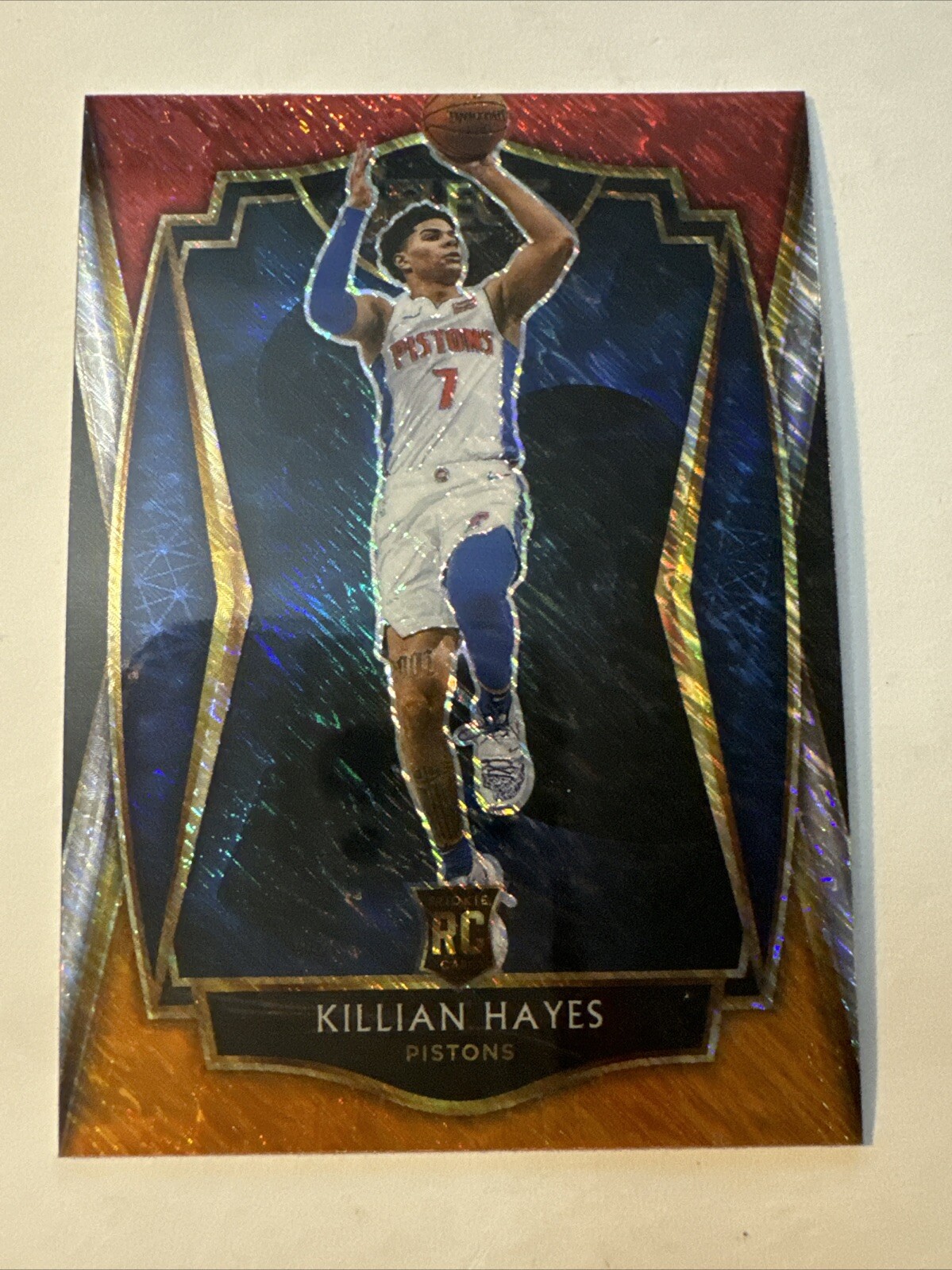 2020-21 Select Killian Hayes Red White Orange Flash Prizm RC 181 Detroit Pistons