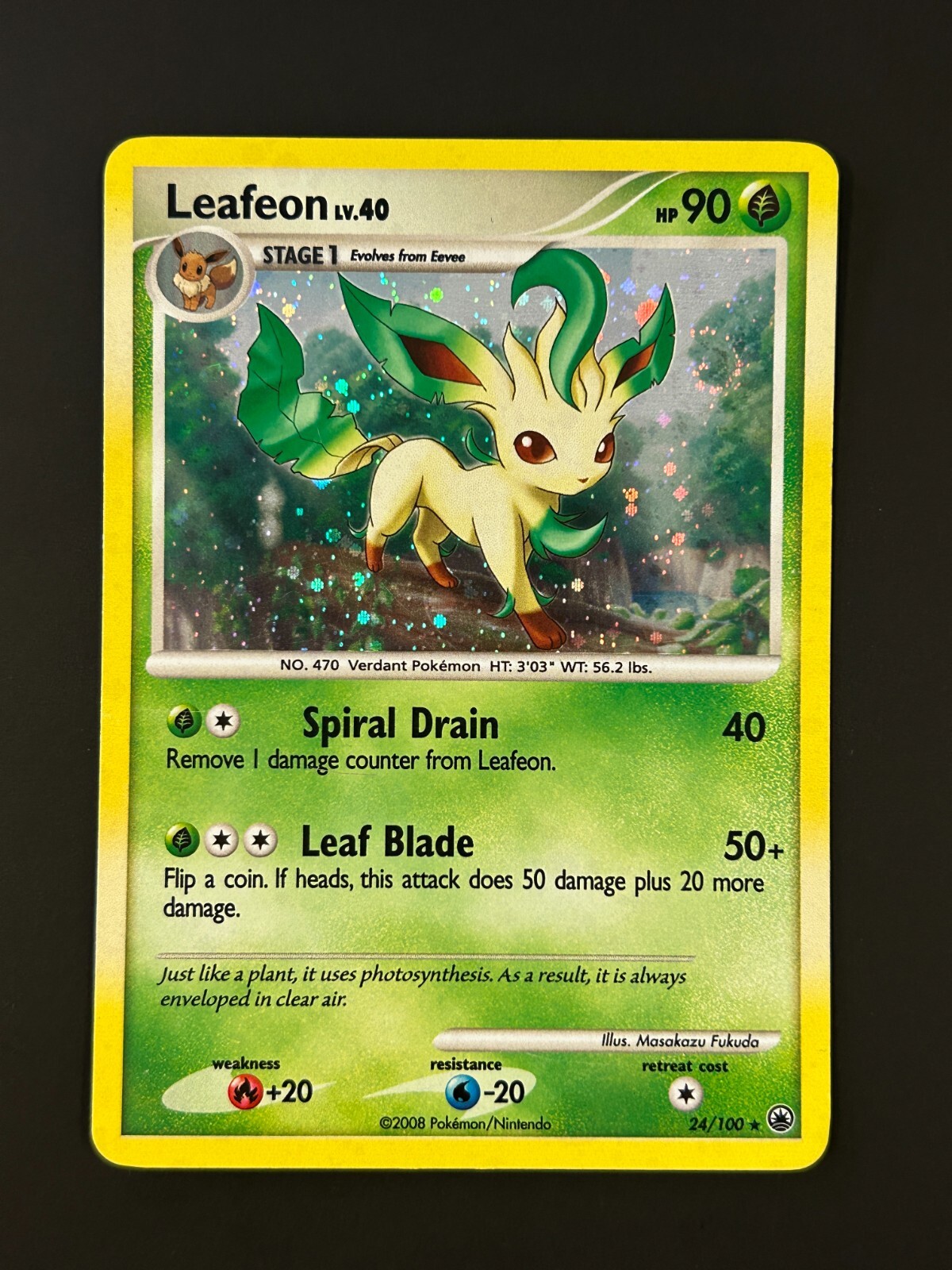 Pokemon TCG Leafeon Cosmos Holo w/ Swirl 24/100 - MP - Majestic Dawn