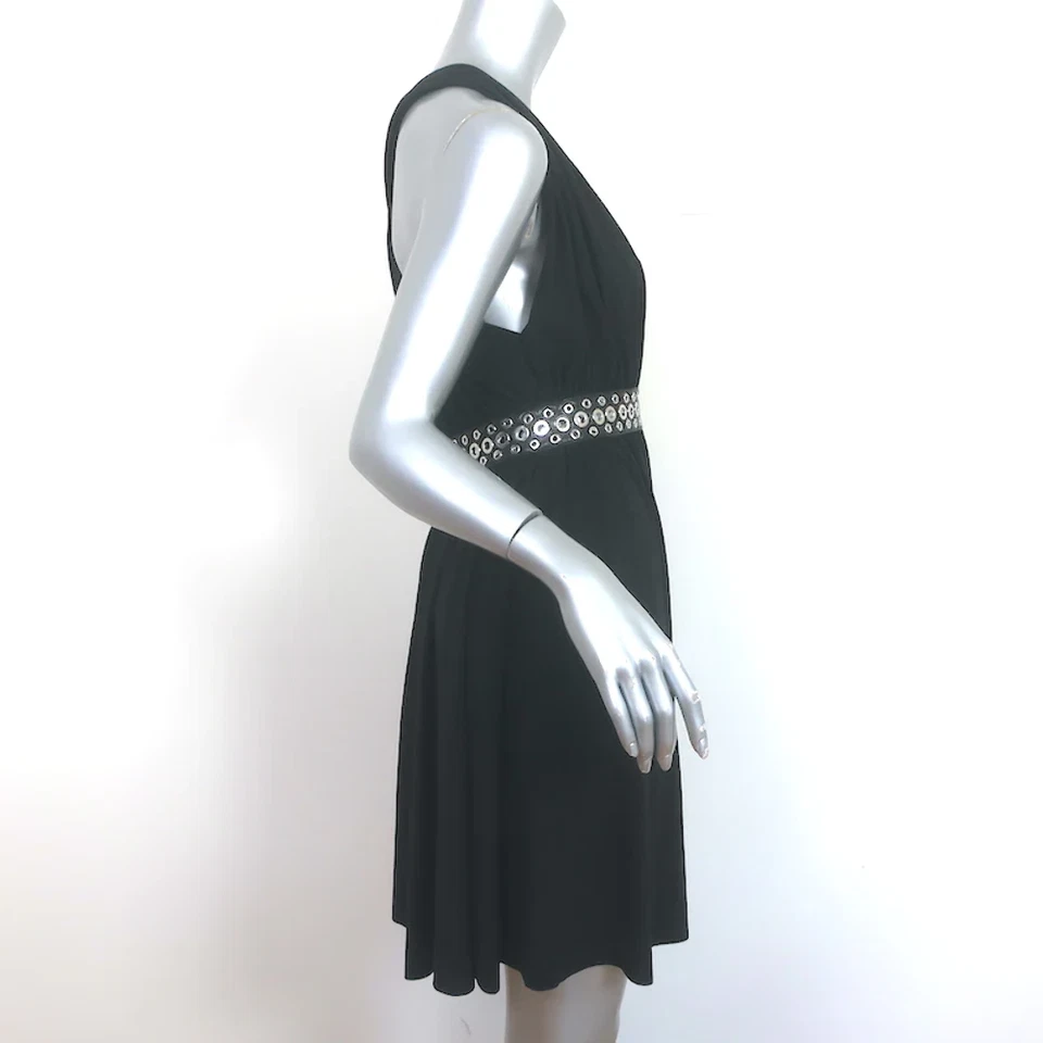 Mini Vestido Alexander Wang Negro Jersey Talla 4 Adornado con Ojal Torcido Espalda Foto 3 de 4