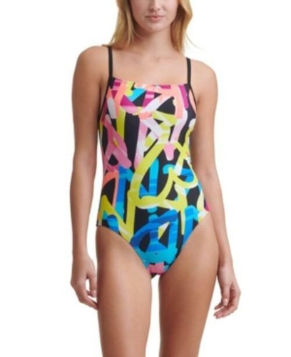 Dkny Logo Printed One Piece Swimsuit Women's Size Large