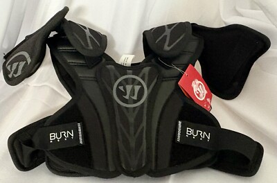 Warrior Burn Next Lacrosse Shoulder Pads Youth Medium Black Chest Protector NEW