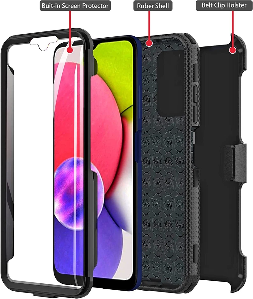 Rugged Holster ShockProof Case Swivel Belt Clip Kickstand Cover Screen Protector - Image 2 of 4