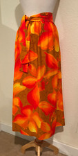 SALE SALE VTG 60s Bark Cloth Hawaiian Print Maxi Skirt Elastic Wa. 22/28