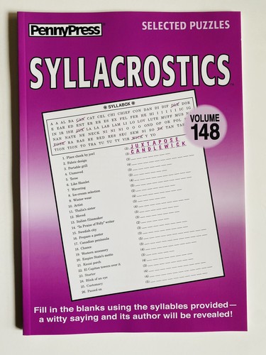 Lot of 2 Syllacrostics Penny Press Selected Variety Puzzles Dell 148 149 - Bild 5 von 5