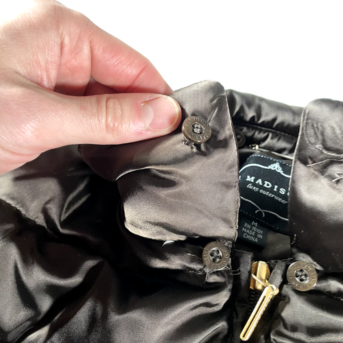 Down Jacket Womens Medium Brown Puffer Feathers Zip Up Coat Outdoor Bubble Warm - Picture 7 of 19