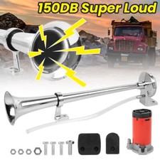 Fanfare Hupe Druckluft Horn Nebelhorn Chrom mit Kompressor 12V PKW LKW Bus KFZ
