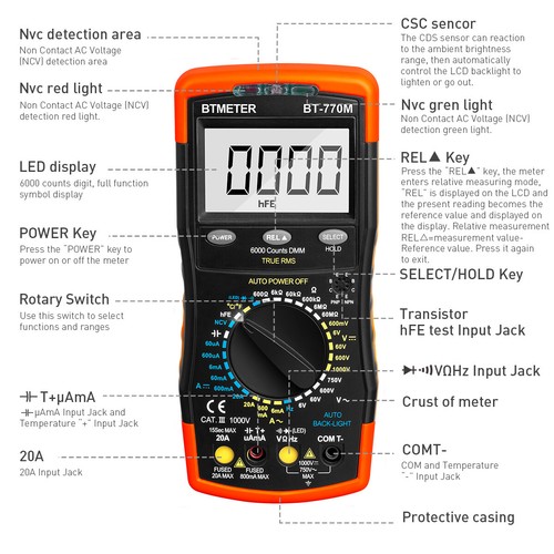Digital Multimeter AC DC Strom Voltmeter Amperemeter TRMS Auto Range Messgerät - Bild 8 von 14