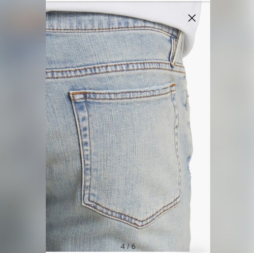 Frame Men's Denim L'Homme Skinny Fit Mid Rise Light Wash Distressed Jeans Sz 38 - Picture 4 of 16
