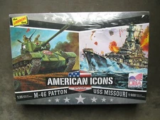 Lindberg American Icons (M-46 Tank & USS Missouri Kits) SEALED