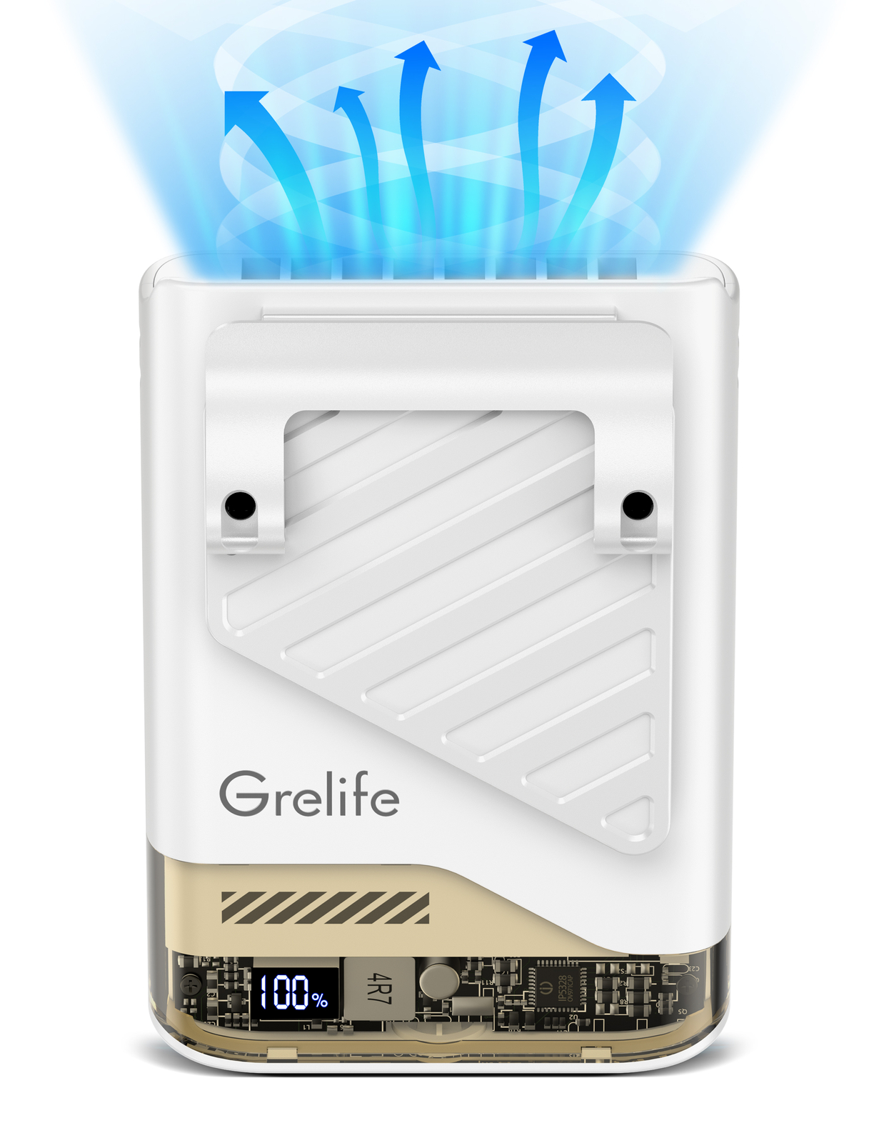 Grelife Portable Waist Fan Rechargeable Clip Fan 5 Speed Neck fan for Outdoor