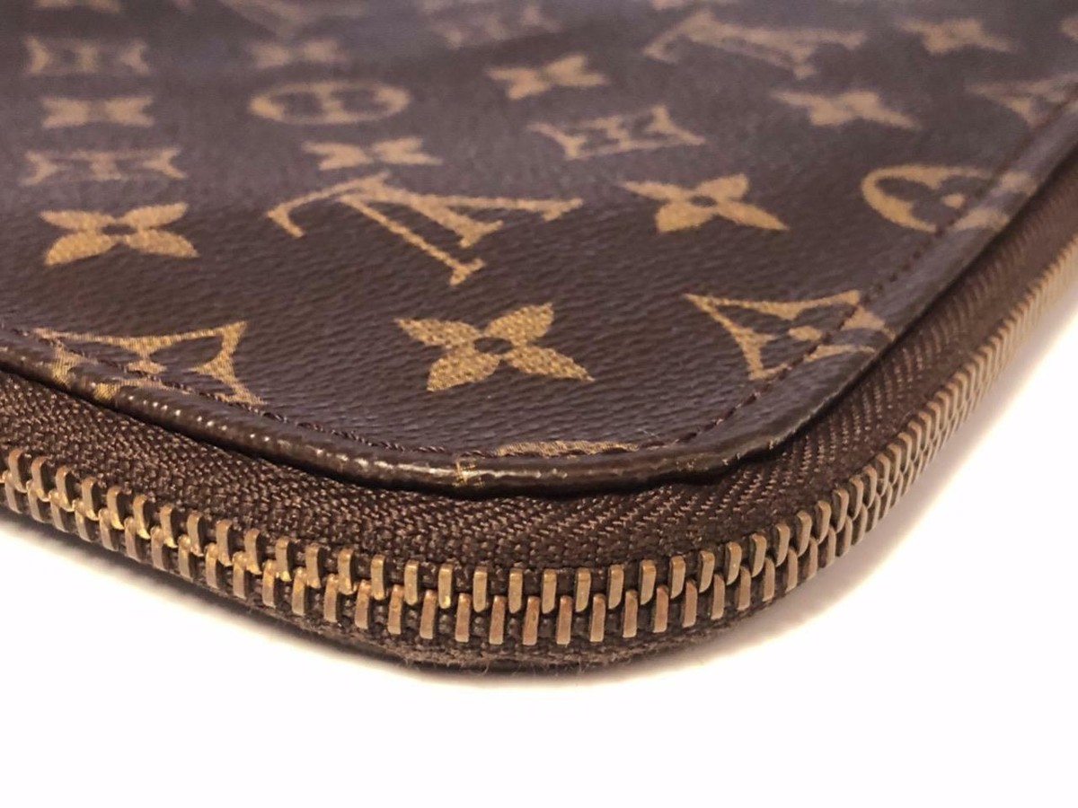 Authentic Louis Vuitton Monogram Poche Documents Zip Case M53456
