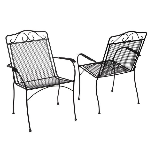 Hampton Bay Nantucket Metal Outdoor Dining Chair 2pack Solid Steel Construction