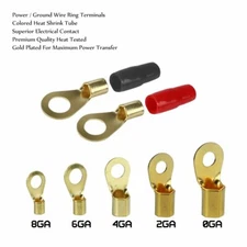 50PCS Cable Lugs Kit Battery Wire Connector End Ring Terminals & Boots Black Red