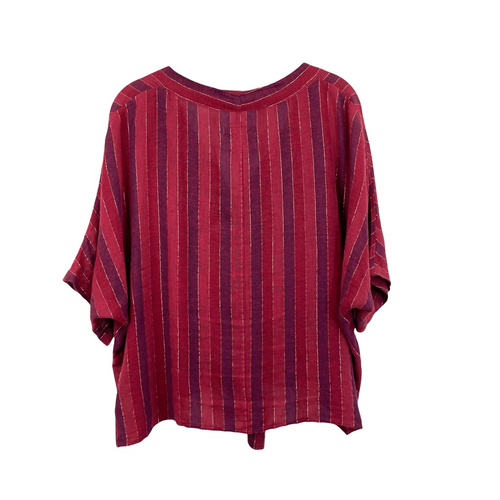 Rails Thea Tie Waist Blouse top In Rouge Stripe Size L - Picture 6 of 7