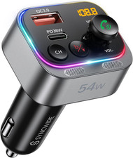 Bluetooth 5.4 FM Transmitter Car Adapter 54W PD 36W  18W  Stronger Dual Mics 