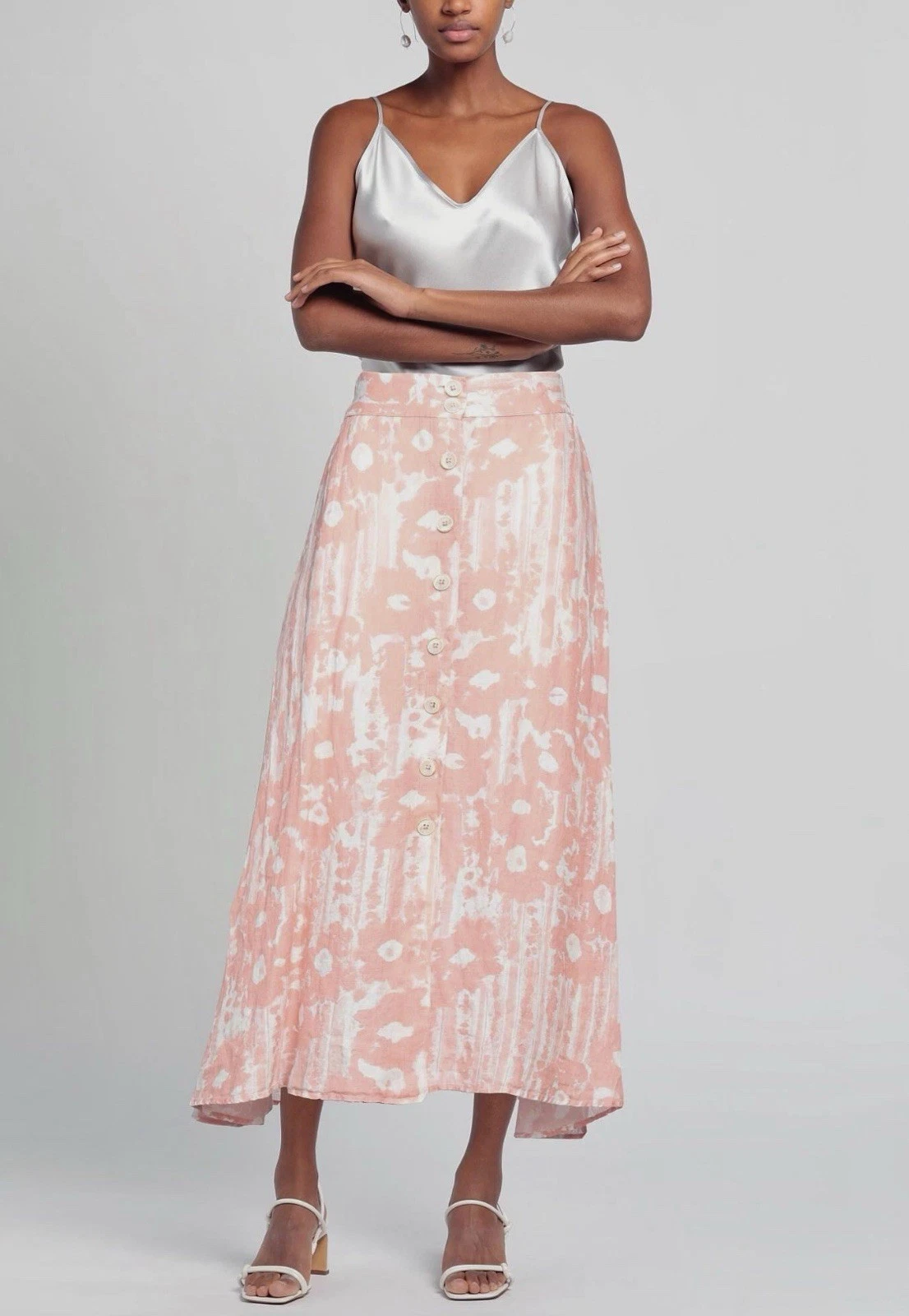NWT 120% LINO LINEN SKIRT SIZE 14 US, 48 IT MADE IN ITALY