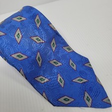 Polo Ralph Lauren Mens Tie Blue Geometric 100 Silk Tied Hand Made 3.5" x 58"