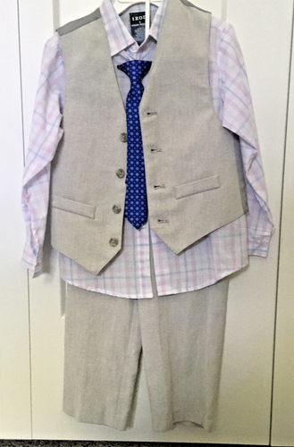Izod Boy Gray V Neck Vest,Shirt & Pants Cotton-Polyester Outfit/Set Size 5 - Picture 2 of 5