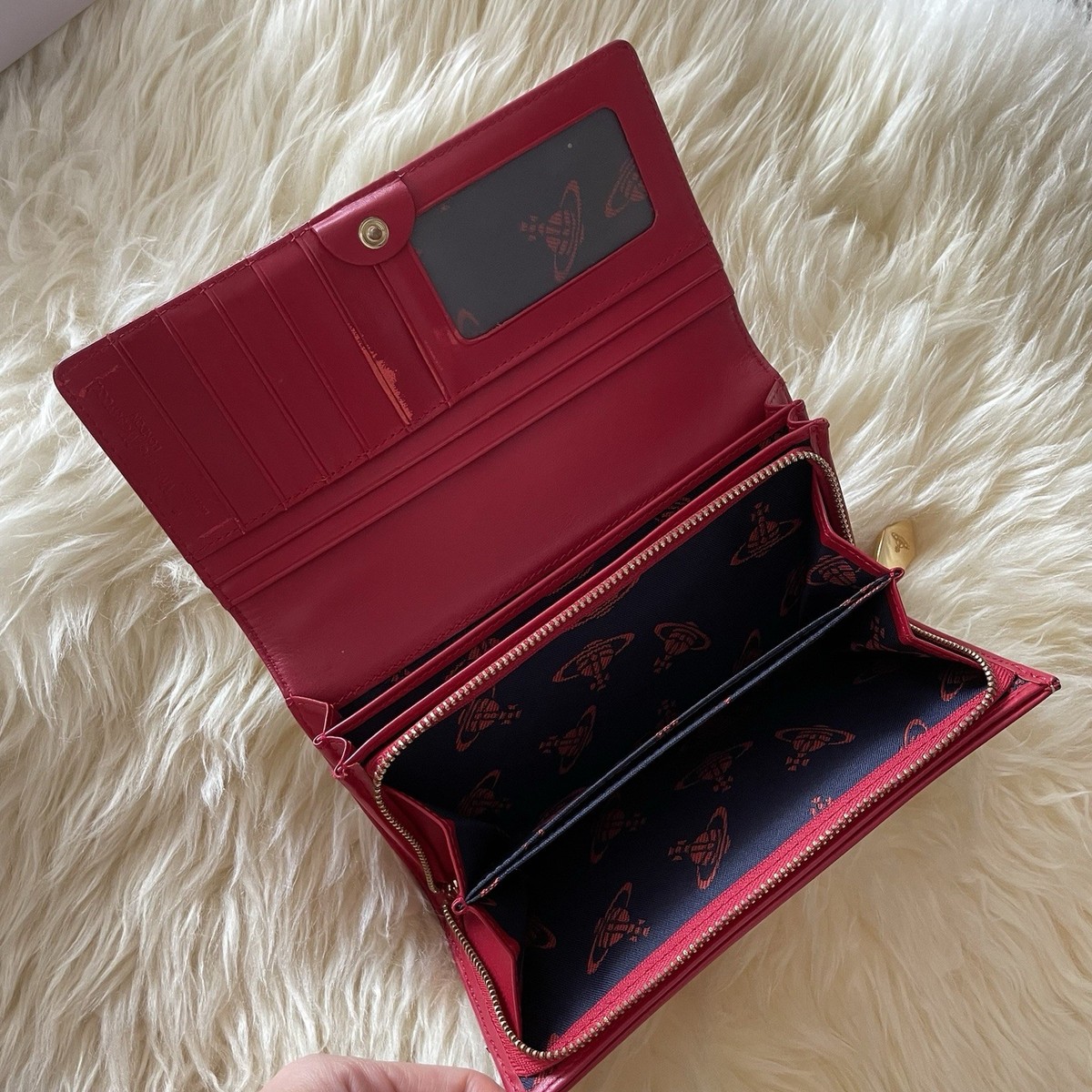 Vivienne Westwood Red Tartan Plaid Long Bifold Wallet from Japan