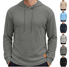 New Men Hooded Tops Cable Knit Pullover Sweaters Long sleeve Casual Knit Jumpers