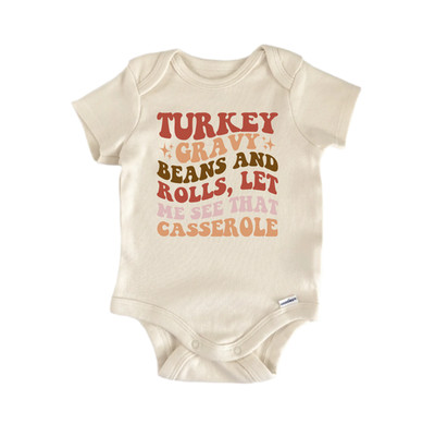 Turkey Gravy Beans Rolls, Newborn Baby Onesie  Bodysuit