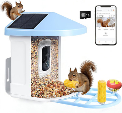 Solar Squirrel Feeder with AI Bird Camera & 64GB SD Card Included