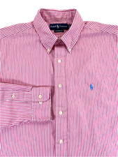 Ralph Lauren Men's Classic Fit Button Down Cotton Pink Stripe Shirt 16.5 Large
