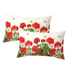 Spring Summer Pillow Covers 12x20 inch Set of 2 20" x 12" Pack of 2 Geranium