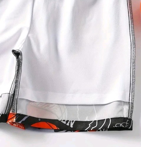 Kids Boy's Basketball Black/orange Swim Trunks Drawstring Quick Dry Size M NEW - Picture 3 of 3