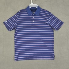 Brooks Brothers Polo Shirt Mens Large Blue Stripe Short Sleeve Golf Performance
