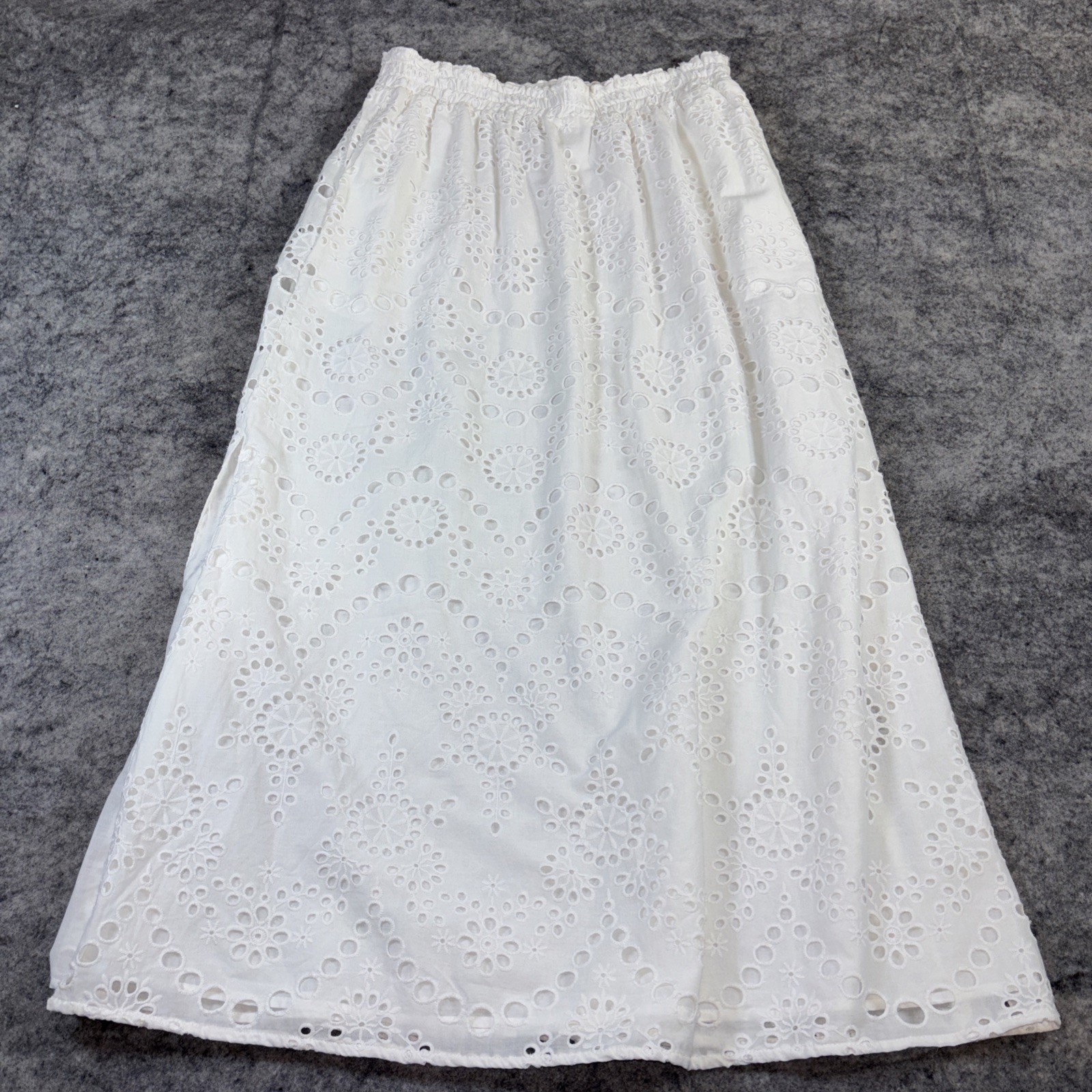 NVLT Maxi Skirt Women's Small White Eyelet Lined Feminine Boho Festival Cottage-image