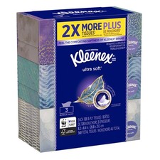 Kleenex Ultra Soft  Strong Facial Tissues, 120 120 Count Pack of 3 , White
