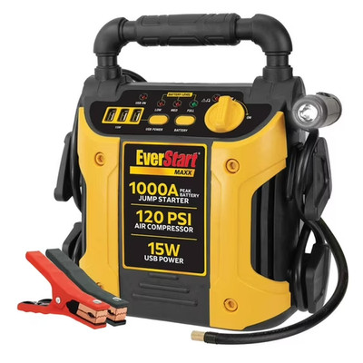 EverStart Maxx 1000 Peak Amp Jump Starter with 120 PSI Compressor, Pivoting LED 