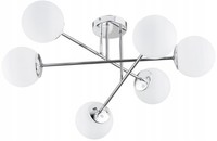 Deckenleuchte Esszimmer 6-Flammig Glas Silber E27 B:70 Cm Deckenlampe Wohnzimmer