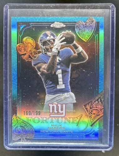 2025 Topps Chrome Malik Nabers Fortune 15 Aqua Refractor #/199 Giants