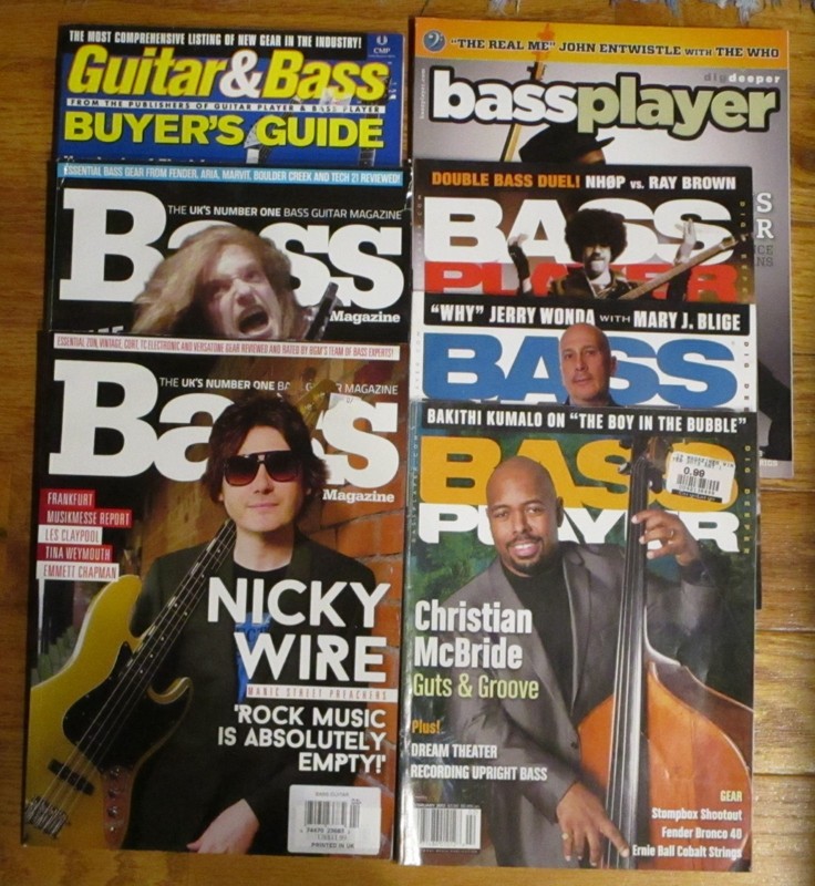 Bass Guitar Magazines, Bass Player Magazine - 7 issues from 2001-2016