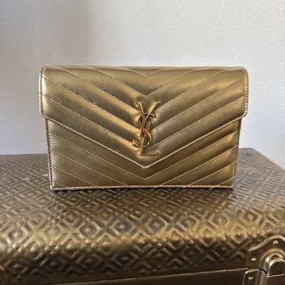 Authentic Saint Laurent YSL Envelope Cassandra Wallet On Chain