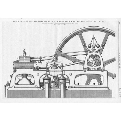Horizontal Condensing Engine Fourlinnie's Patent 2 x Antique Prints 1878