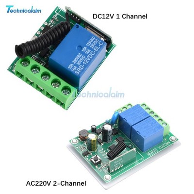 433MHZ DC12V AC220V 1/2Channel Wireless RF Relay Remote Control Switch Receiver
