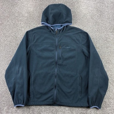 LL Bean Fleece Jacket Mens XL Blue Full Zip Hoodie Polartec Windbreaker 251298