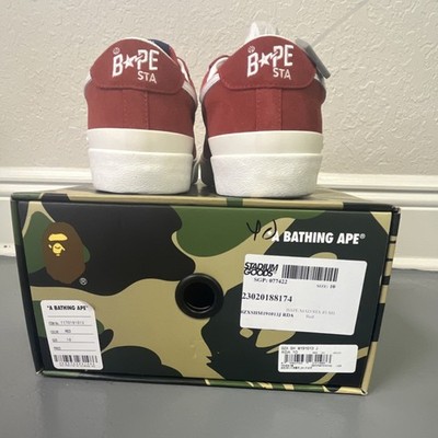 A Bathing Ape Bape Mad Sta M1 Red White Blue Men's Low Top Sneakers Athletic