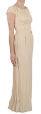 Dolce&Gabbana Women Beige Dress 100% Silk Stretch Party Maxi Bodycon Sz IT 40 S