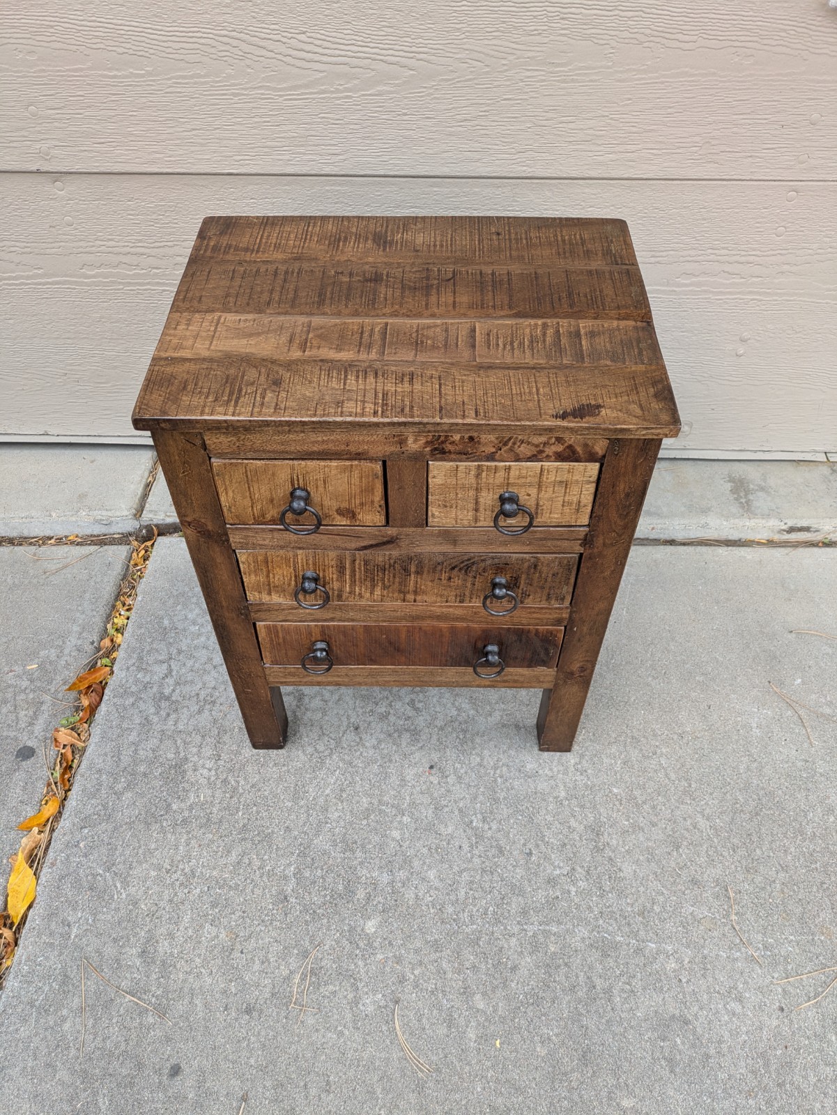 Vintage Rustic Farmhouse Asian Solid Wood Nightstand Table Chest of Drawers T23
