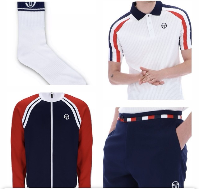 Sergio Tacchini Mcenroe Conjunto #3 Chándal Top,Camisa,Corto,Calcetines + Rojo