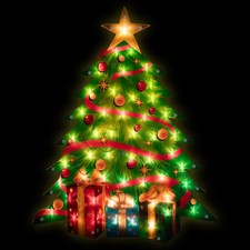 Northlight 22.5" Lighted Christmas Tree with Presents Window Silhouette