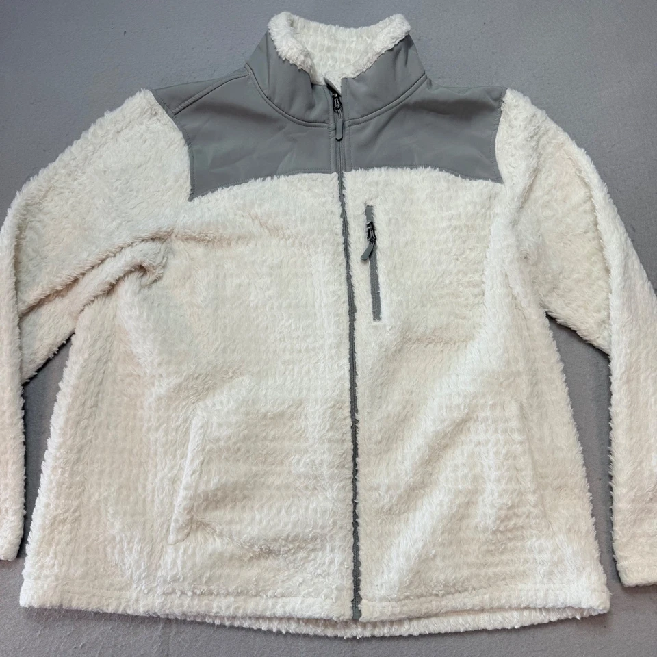 Made For Life Women's Faux-Fur Full-Zip Jacket Cream Sherpa Style XL Winter Coat - Image 2 of 4