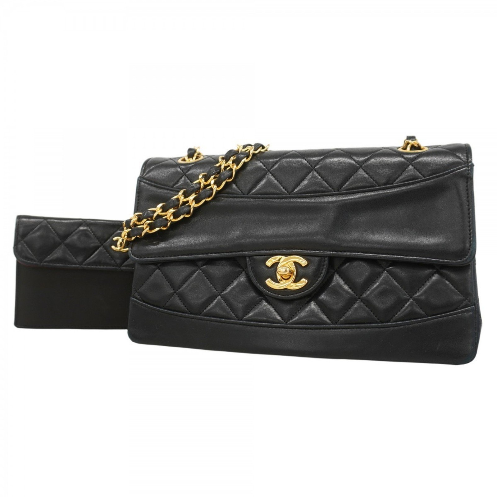 Chanel Black Lambskin Matelasse Shoulder Bag with W Chain for Women GZl1afeh-image