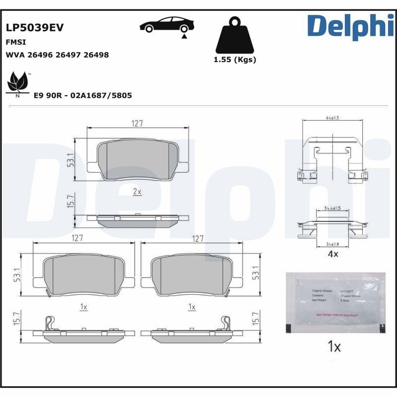 Delphi Bremsbelagsatz, Scheibenbremse Lp5039ev Für Tesla - Bild 3