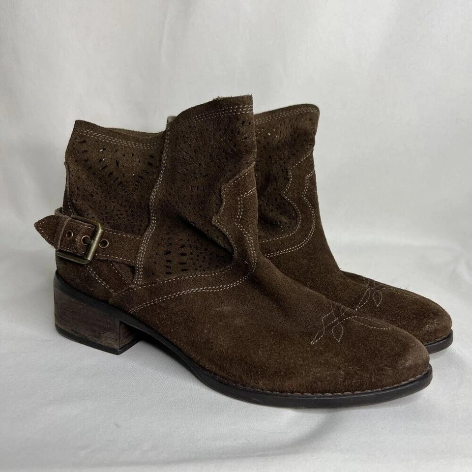 Botines de gamuza Naughty Monkey bordados recortados marrones para mujer 9,5 festival Foto 4 de 4